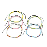 Glass Seed Braided Bead Bracelet for Women, Mixed Color, Inner Diameter: 2-1/4~4 inch(5.7cm~10cm)(BJEW-JB09628)