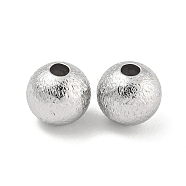 Brass Textured Beads, Round, Real Platinum Plated, 10x9mm, Hole: 3mm(KK-P258-05B-P)