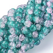 Crackle Glass Beads Strands, Round, Dark Cyan, 8mm, Hole: 1.3~1.6mm, 31.4 inch(X-CCG-Q002-8mm-06)