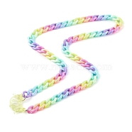Personalized Rainbow Acrylic Curb Chain Necklaces, Eyeglass Chains, Handbag Chains, with  Plastic Lobster Claw Clasps, Colorful, 25.78 inch(65.5cm)(NJEW-JN03514)