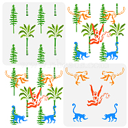 Plastic Drawing Painting Stencils Templates, Monkey & Palm tree & Pine tree Pattern, 30x30cm, 2pcs/set.(DIY-WH0172-1021)