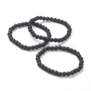 Matte Round Glass Beads Stretch Bracelets for Teen Girl Women, Black, Beads: 4~5mm, Inner Diameter: 2-1/4 inch(5.65cm)(BJEW-A117-B-23)