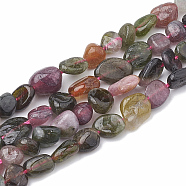 Natural Tourmaline Beads Strands, Oval, 5~15x4~10x2~6mm, Hole: 1mm, about 40~60pcs/strand, 15.7 inch(G-S331-6x8-008)