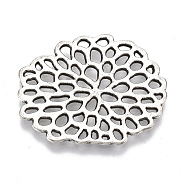 Tibetan Style Alloy Filigree Joiners Links, Cadmium Free & Lead Free, Flower, Antique Silver, 26.5x32x1.5mm, about 250pcs/1000g(TIBE-N006-50AS-LF)