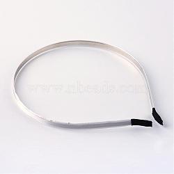 Hair Accessories Iron Hair Bands, with Grosgrain Ribbon, White, 126.5mm(OHAR-S189-09)
