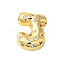 Rack Plating Brass Micro Pave Clear Cubic Zirconia Perdants, Cadmium Free & Lead Free, Long-Lasting Plated, Real 18K Gold Plated, Letter J, 22x17x6mm, Hole: 4x3mm(KK-C067-11G-J)