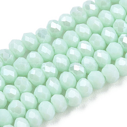 Electroplate Glass Beads Strands, Pearl Luster Plated, Faceted, Rondelle, Light Cyan, 3x2mm, Hole: 0.8mm, about 165~169pcs/strand, 15~16 inch(38~40cm)(EGLA-A034-P2mm-A20)