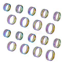 Unicraftale 18Pcs 9 Size 201 Stainless Steel Grooved Finger Rings Set for Men Women, Rainbow Color, Inner Diameter: 16~22.2mm, Wide: 8mm, 2Pcs/size(STAS-UN0045-59A-M)