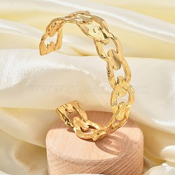 304 Stainless Steel Hollow Cuff Bangles for Women, Golden, Inner Diameter: 2-3/8x1-7/8 inch(6.1x4.8cm)(BJEW-B108-05P)