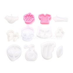 Silicone Molds, Resin Casting Molds, For UV Resin, Epoxy Resin Jewelry Making, Mixed Shapes, Mixed Color, 38~62x19~46.5x8~10.5mm, Hole: 2mm, Inner Diameter: 35~50x16~36mm(DIY-XCP0001-73)