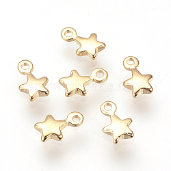 Brass Charms, Nickel Free, Real 18K Gold Plated, Star, 7x4.5x1.5mm, Hole: 1mm(X-KK-R058-071G)