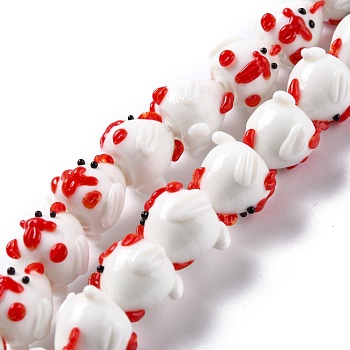 Handmade Lampwork Beads, Bumpy, Hen, Red, 17x15.5x15mm, Hole: 1.6mm, about 22pcs/strand, 12.20 inch(31cm)