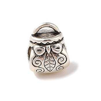Tibetan Style Alloy European Beads, Lead Free & Cadmium Free, Large Hole Beads, Owl, Antique Silver, 11x8.5x7.5mm, Hole: 4.8mm and 1.2x3mm