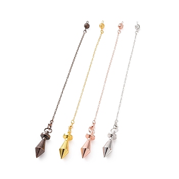 Brass Dowsing Pendulum Big Pointed Pendants, with Lobster Claw Clasps, Bicone, Cadmium Free & Lead Free, Mixed Color, 232mm, Hole: 2mm