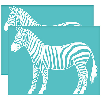 Self-Adhesive Silk Screen Printing Stencil, for Painting on Wood, DIY Decoration T-Shirt Fabric, Turquoise, Zebra, 280x220mm
