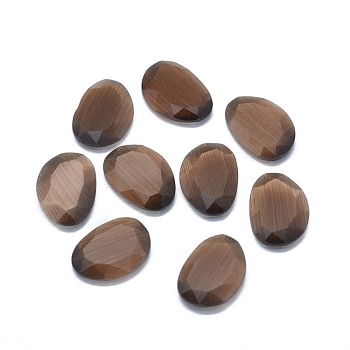 Cat Eye Cabochons, Faceted, Nuggets, Coffee, 17.5x12.5x3.5mm