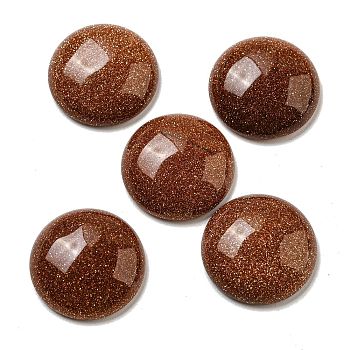 Synthetic Goldstone Cabochons, Flat Round, 20~21.5x6~8mm
