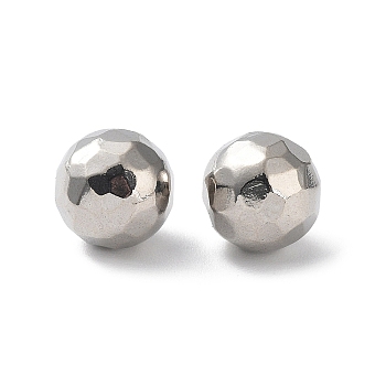 303 Stainless Steel Beads, No Hole/Undrilled, Diamond Cut, Round, Stainless Steel Color, 5mm