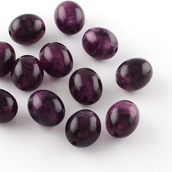 Oval Imitation Gemstone Acrylic Beads, Purple, 15x13mm, Hole: 2.5mm