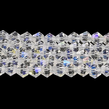 Transparent Electroplate Glass Beads Strands, AB Color Plated, Faceted, Bicone, Clear AB, 2mm, about 162~185pcs/strand, 12.76~14.61 inch(32.4~37.1cm)