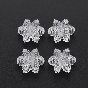 Transparent Acrylic European Beads, Large Hole Beads, Snowflake, Clear, 13.5x15x6.5mm, Hole: 4mm, about 930pcs/500g