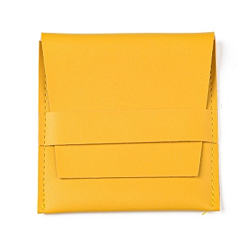 Square PU Leather Jewelry Flip Pouches, for Earrings, Bracelets, Necklaces Packaging, Gold, 8x8cm
