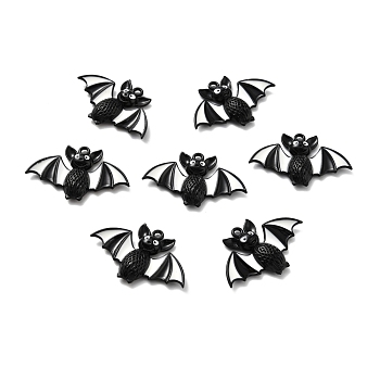 Halloween Alloy Enamel Pendants, Bat, Electrophoresis Black, 26x40x6mm, Hole: 2mm, 10pcs/bag