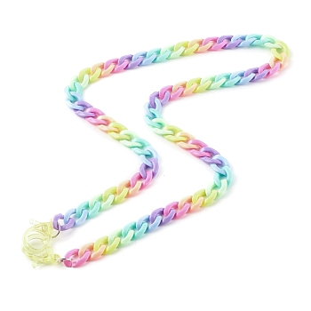 Personalized Rainbow Acrylic Curb Chain Necklaces, Eyeglass Chains, Handbag Chains, with  Plastic Lobster Claw Clasps, Colorful, 25.78 inch(65.5cm)