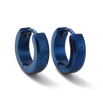 304 Stainless Steel Thick Hoop Earrings for Men Women, Blue, 12.5x13x4mm, Pin: 0.8mm