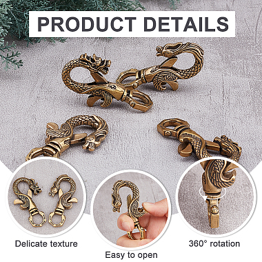 4Pcs 2 Styles Tibetan Style Brass Lobster Claw Clasps(FIND-AR0002-52)-4