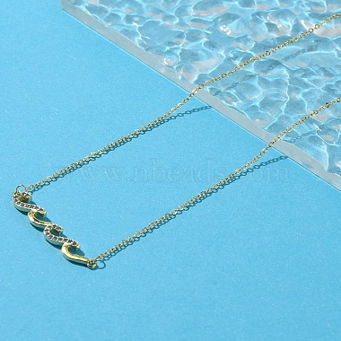 Colliers en laiton micro pavé bleu ciel clair avec pendentif en forme de vague en oxyde de zirconium pour femmes(NJEW-R005-01G)-3