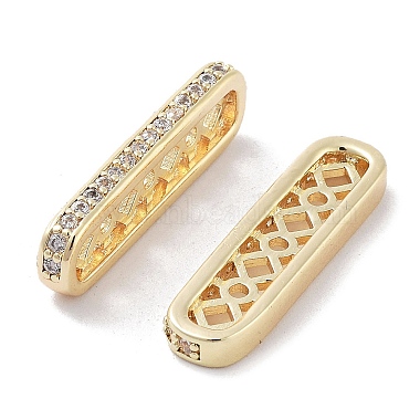 Real 18K Gold Plated Clear Oval Brass+Cubic Zirconia Spacer Bars