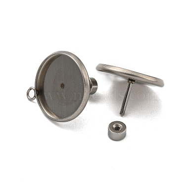 Stainless Steel Color Flat Round 201 Stainless Steel Earring Settings