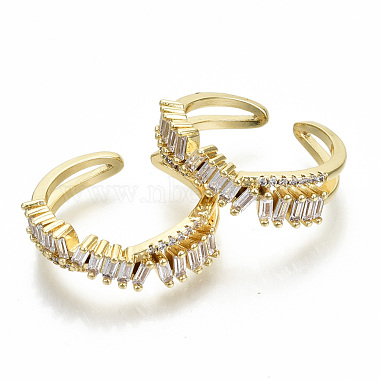 Brass Micro Pave Clear Cubic Zirconia Cuff Rings(RJEW-S045-041G-NR)-2