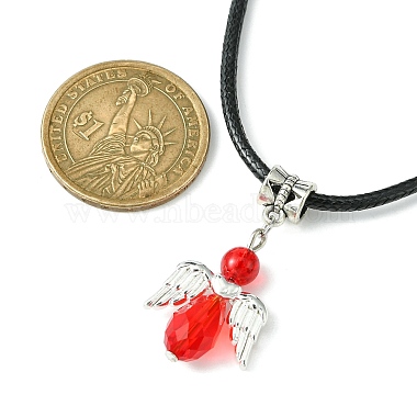 Angel Shape Alloy with Glass Pendant Necklaces(NJEW-JN04560-05)-3