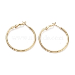 Ring 304 Stainless Steel Hoop Earrings for Women Men, Ion Plating(IP), Real 18K Gold Plated, 12 Gauge, 29x2mm, Pin: 0.6mm(EJEW-B049-02B-G)