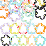 26Pcs Spray Painted Alloy Spring Gate Rings, Flower, Mixed Color, 27x27x4.5~5mm(FIND-SC0022-55)