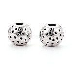 Textured Tibetan Style Alloy Beads, Round, Antique Silver, 6x5.5mm, Hole: 1.8mm, about 1724pcs/1000g(PALLOY-T093-31AS)