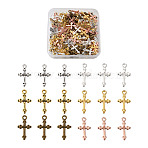 Alloy Pendants, Cadmium Free & Lead Free, Cross, Mixed Color, 21x11x2mm, Hole: 2mm, 6 colors, 20pcs/color, 120pcs/Box(PALLOY-PJ0001-07-RS)