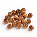 Dyed Natural Wood Beads, Round, Nice for Children's Day Gift Making, Lead Free, Coffee, Size: about 6~7mm in diameter, hole: 1.5mm(X-TB092Y-11)