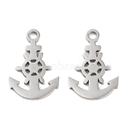 316 Surgical Stainless Steel Charms, Laser Cut, Anchor & Helm Charm, Stainless Steel Color, 15x10x1mm, Hole: 1.5mm(STAS-C096-03P)