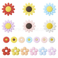 19Pcs 19 Styles Flower Food Grade Eco-Friendly Silicone Beads, Chewing Beads For Teethers, DIY Nursing Necklaces Making, Mixed Color, 19.5~40x19.5~40x7.5~10mm, Hole: 2mm, 1pc/style(SIL-BT0001-05)