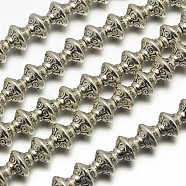 Tibetan Style Bicone Alloy Bead Strands, Lead Free & Cadmium Free, Antique Silver, 7x6mm, Hole: 2mm, about 34pcs/strand, 8 inch(X-TIBEB-O007-14-RS)