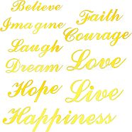 Acrylic Mirror Wall Stickers, with Adhesive Back, Word Love Live Laugh, Gold, 75~97x35~230x0.8mm, 37pcs/set.(DIY-WH0190-85A)