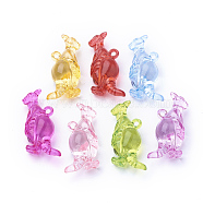 Transparent Acrylic Pendants, Kangaroo, Mixed Color, 45x21x17mm, Hole: 3mm, about 80pcs/500g(TACR-T002-09)