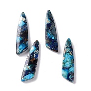 Natural Regalite/Imperial Jasper/Sea Sediment Jasper Pendants, Dyed, Wing Shape, Marine Blue, 44x12x5mm, Hole: 1mm(G-E572-09A)