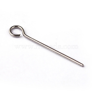 304 Stainless Steel Eye Pin, Stainless Steel Color, 15mm, Hole: 2mm, Pin: 0.7mm(STAS-E104-36A)