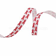 4.5M Printed Polyester Pink Ribbon Grosgrain Ribbon, for Gift Wrapping, Party Decorations, Flat, Red, 3/8 inch(10mm), about 4.92 Yards(4.5m)/Roll(PW-WG95337-01)
