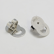 Brass Ear Nuts, Friction Earring Backs for Stud Earrings, Platinum, 12x8x5mm, Hole: 2mm(KK-E290-P)