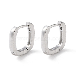 Brass Micro Pave Cubic Zirconia Hoop Earrings, Square, Real Platinum Plated, 11.5x2mm(EJEW-P259-07P)